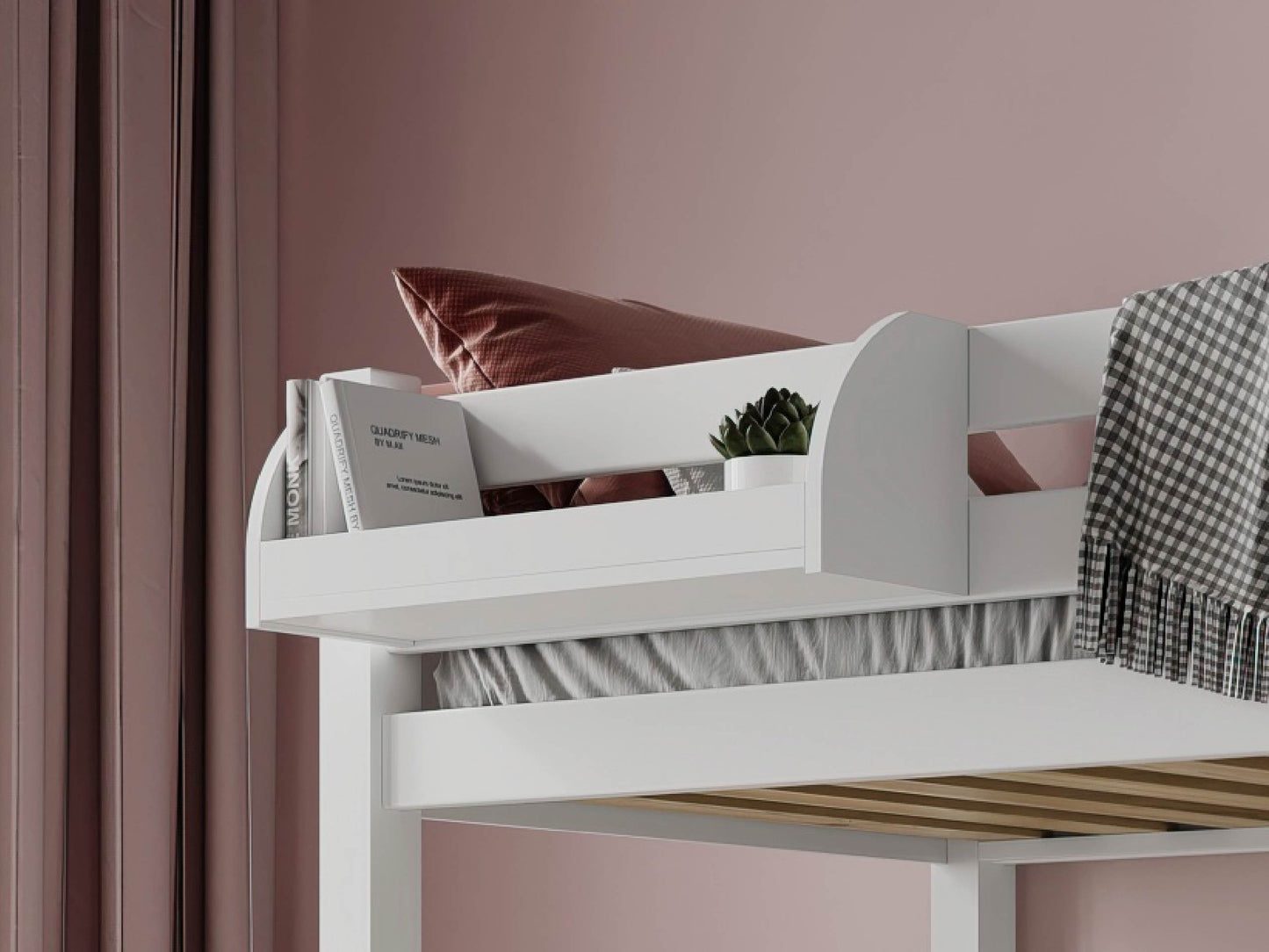 Scallywag Original High Sleeper Bed with Desk, Tall Wardrobe & 4 Drawer Chest
