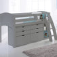Scallywag Convertible Mid Height Cabin Bed with Drawer Units and Shelf (also available in grey)