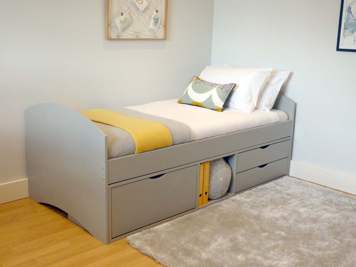 Scallywag Storage Bed with Deep & Small Drawers (also available in white)